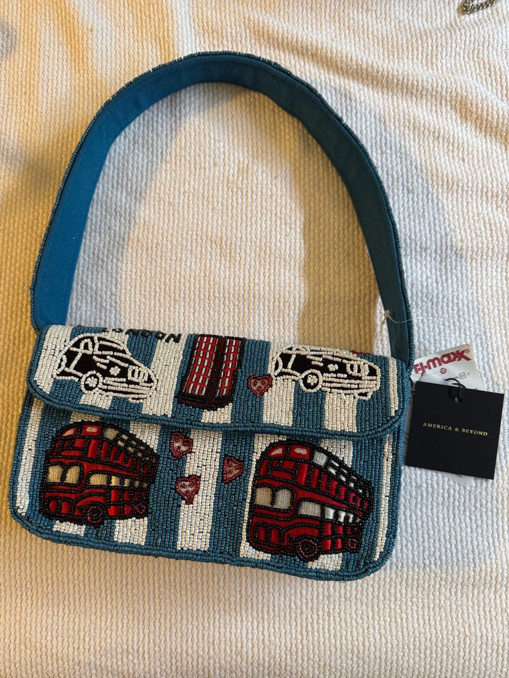 Rare Beaded London Shoulder Bag